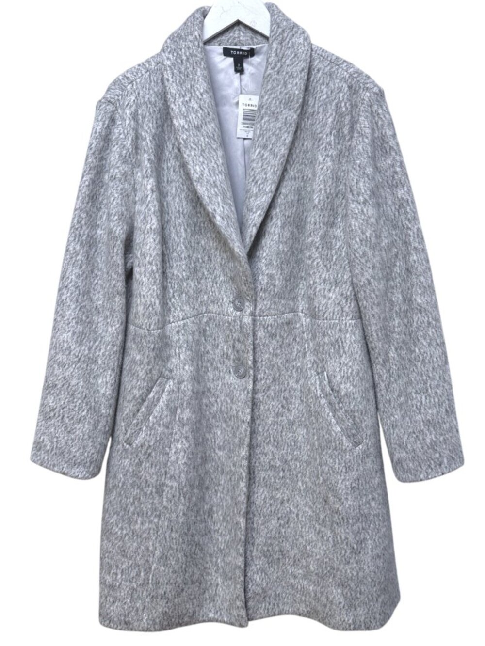 Torrid Gray Coat Womens Plus Size 2X Peacoat Jacket Knee Length Classic NWT